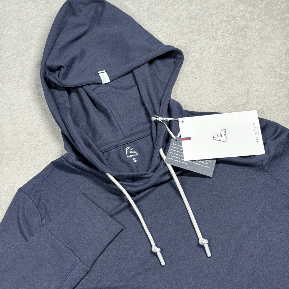 Rhoback Tempo Performance Hoodie Womens Small Navy Heather VSoft Activewear NEW